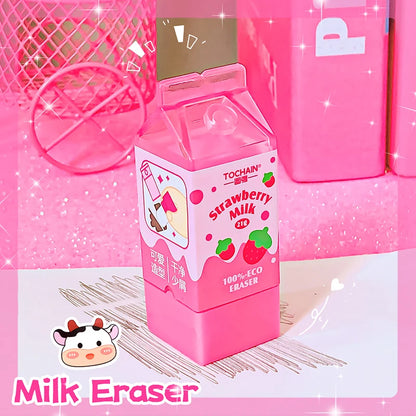 Kawaii stationery items School teacher gift Office Supplies classroom back to school Milk Carton Rubber Erasers cute things