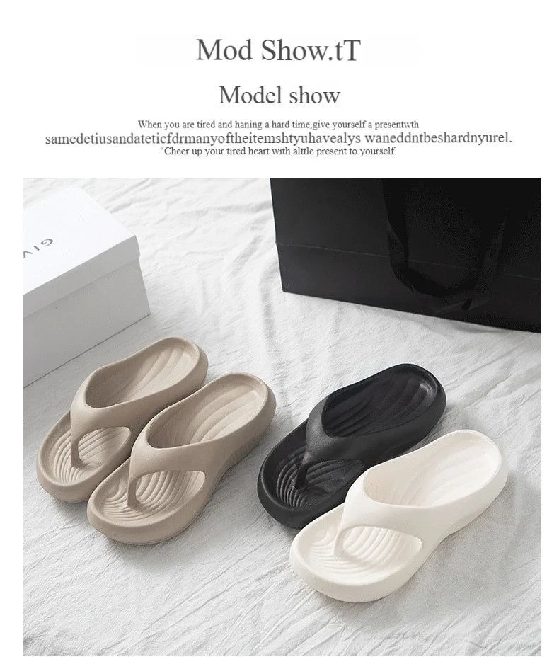 High-end And Touching Flip-flops For Summer Wear, Anti-slip, Anti-odor, And Comfortable Home Slippers That Pinch The Feet