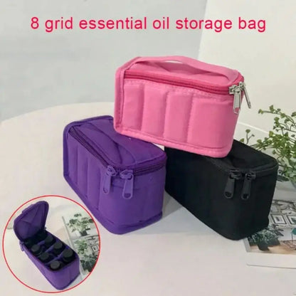 8-Grid Essential Oils Carry Case Moisture-proof Shockproof Cosmetic Organizer Box Handle Convenient Essential Oils Container