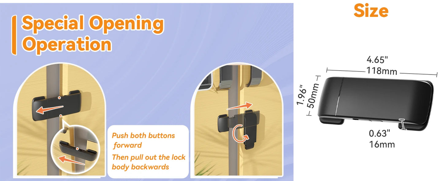 SAFELON 2 Pcs Baby Safety French Fridge Door Lock, Childproof Double Door Refrigerator Lock, Cabinet Cupboard Lock for Toddlers