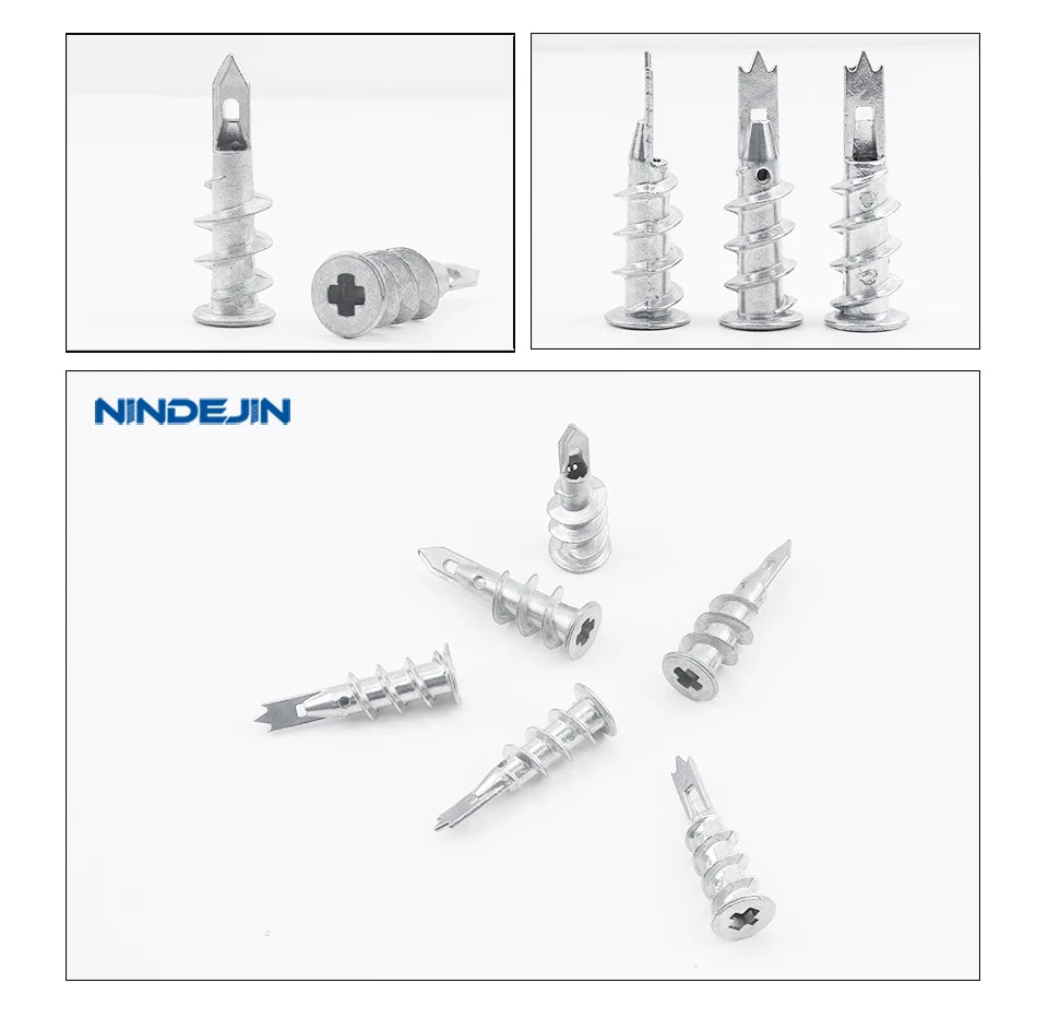 NINDEJIN 10/20/25pcs Zinc Alloy Steel Self-drilling Anchor 13*41mm Plasterboard Drywall Anchor Hollow Wall Anchor