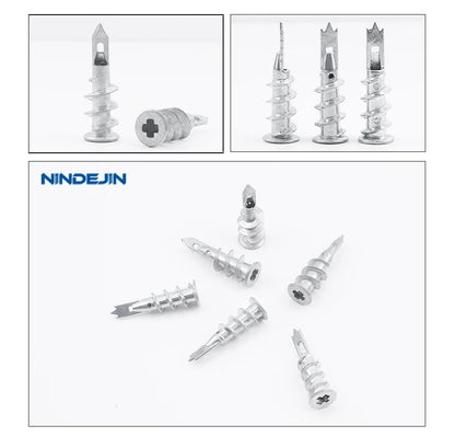 NINDEJIN 10/20/25pcs Zinc Alloy Steel Self-drilling Anchor 13*41mm Plasterboard Drywall Anchor Hollow Wall Anchor