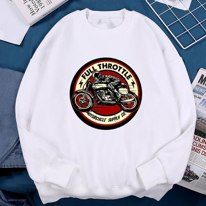 Full Throttle Motorcycle Competition Mens Clothes Casual Loose Hoodies Autumn Sweatshirt Crewneck Fleece Hoodie Fleece Pullover