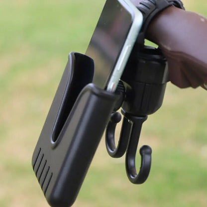 2 in 1 Baby Stroller Hooks Rotatable Creative Stroller Phone Holder Stable Detachable Bicycle Hanging Double Hook Universal