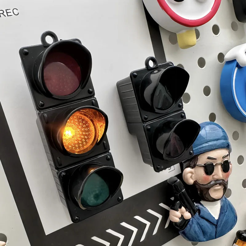 INS Glowing Magnetic Fridge Stickers Light Traffic Light Luminous Light Box Creative Refrigerator Sticker Magnets Home Decor