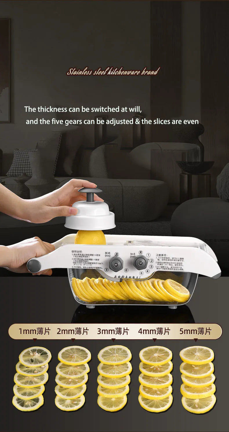 Multifunctional Lemon Grater Vegetable Slicer With Basket,Fruit Potato Chopper Carrot Cutter Slicer Kitchen Accessories