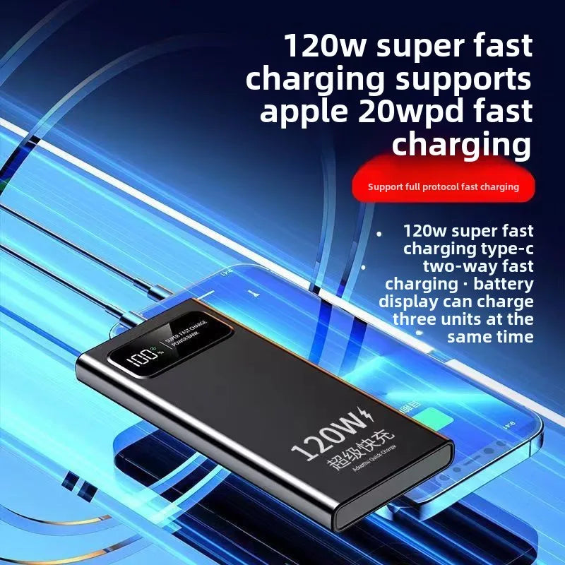 BCAK New 120W Power Bank 20000mAh Super Fast Charging Large Capacity Mobile Power Supply