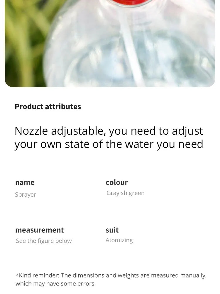 Gardening Watering Sprayer Beverage Bottle Watering Can High Pressure Small Manual Pressure Adjustable Spray Head