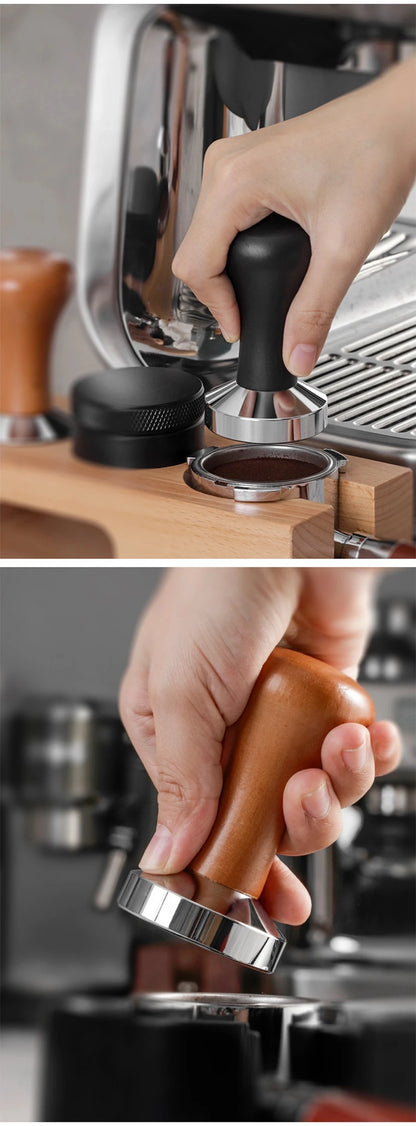 Coffee Barista Espresso Flat Tamper Base, Press Mat, Dosing Ring, Coffee Basket, Portafilter Holder, 58mm, 53mm, 51mm