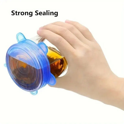 6pcs Reusable Silicone Stretch Lids For Food Bowls - Multifunctional Fruit And Vegetable Fresh-Keeping Cover