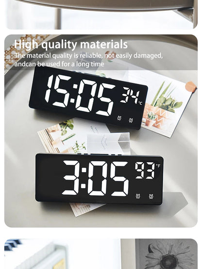 Multi-function Electronic Clock Multi-set Alarm Clock Mirror Clock Home Decoration Simple Large Screen Clock