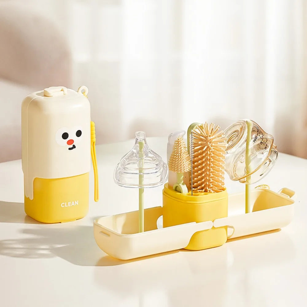 Silicone Baby Bottle Brush Set Soft Bristles Flexible Cup Cleaning Brushes with Storage Box Feeding Bottle Cleaners Home Use