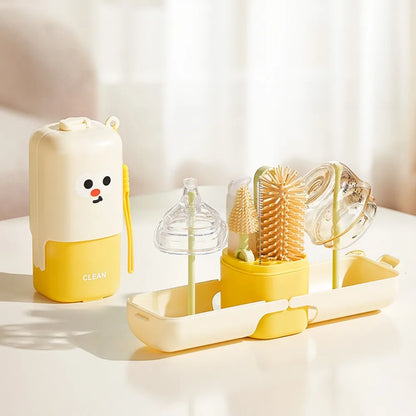 Silicone Baby Bottle Brush Set Soft Bristles Flexible Cup Cleaning Brushes with Storage Box Feeding Bottle Cleaners Home Use