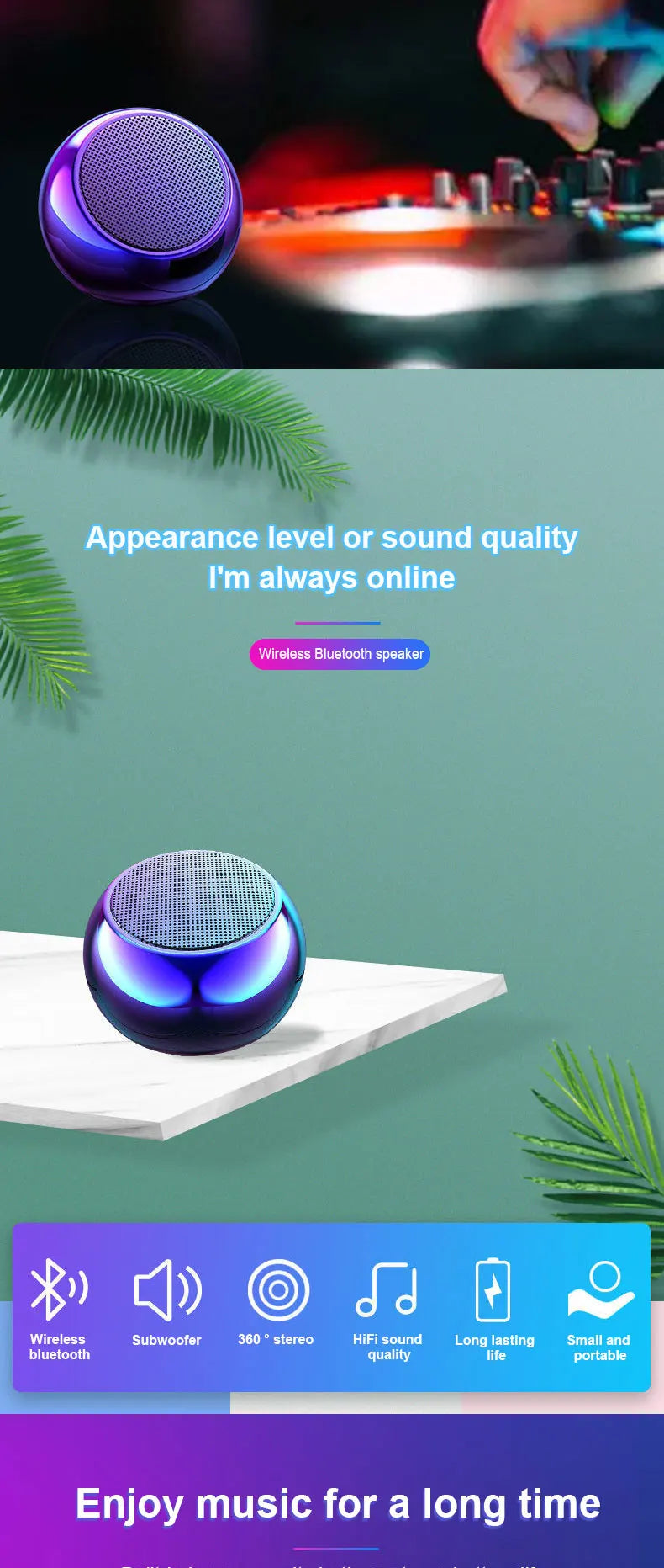 M3 Wireless Bluetooth Speaker Sound Box Audience Metal Stereo Surround Subwoofer Small Mini Portable Bluetooth Speakers