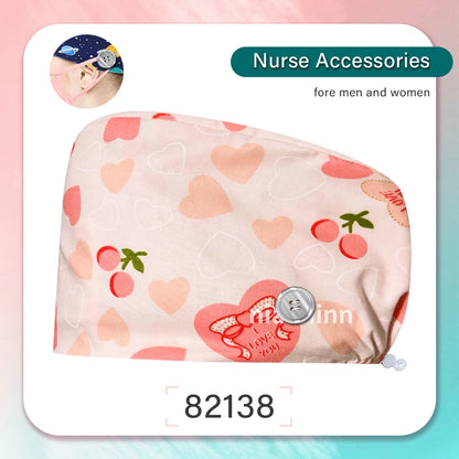 Cartoon Printed Operating Room Doctor Work Scrub Hat Pharmacy Dentistry Clinic Surgical Cap Adjustable Medical Nurse Accessories