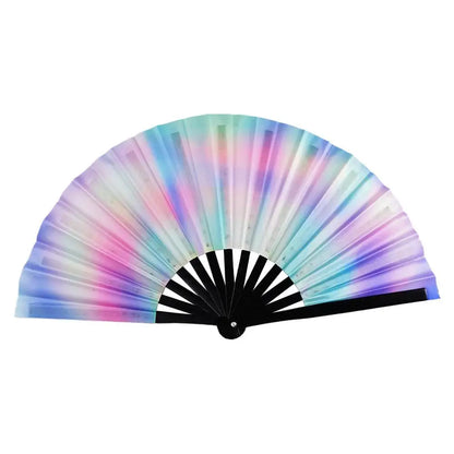 33cm Large Folding Hand Rave Fan Chinease/Japanese Gifts Fan Dance Music Colorful Fan Festival Fan Gradient Reflective Fold