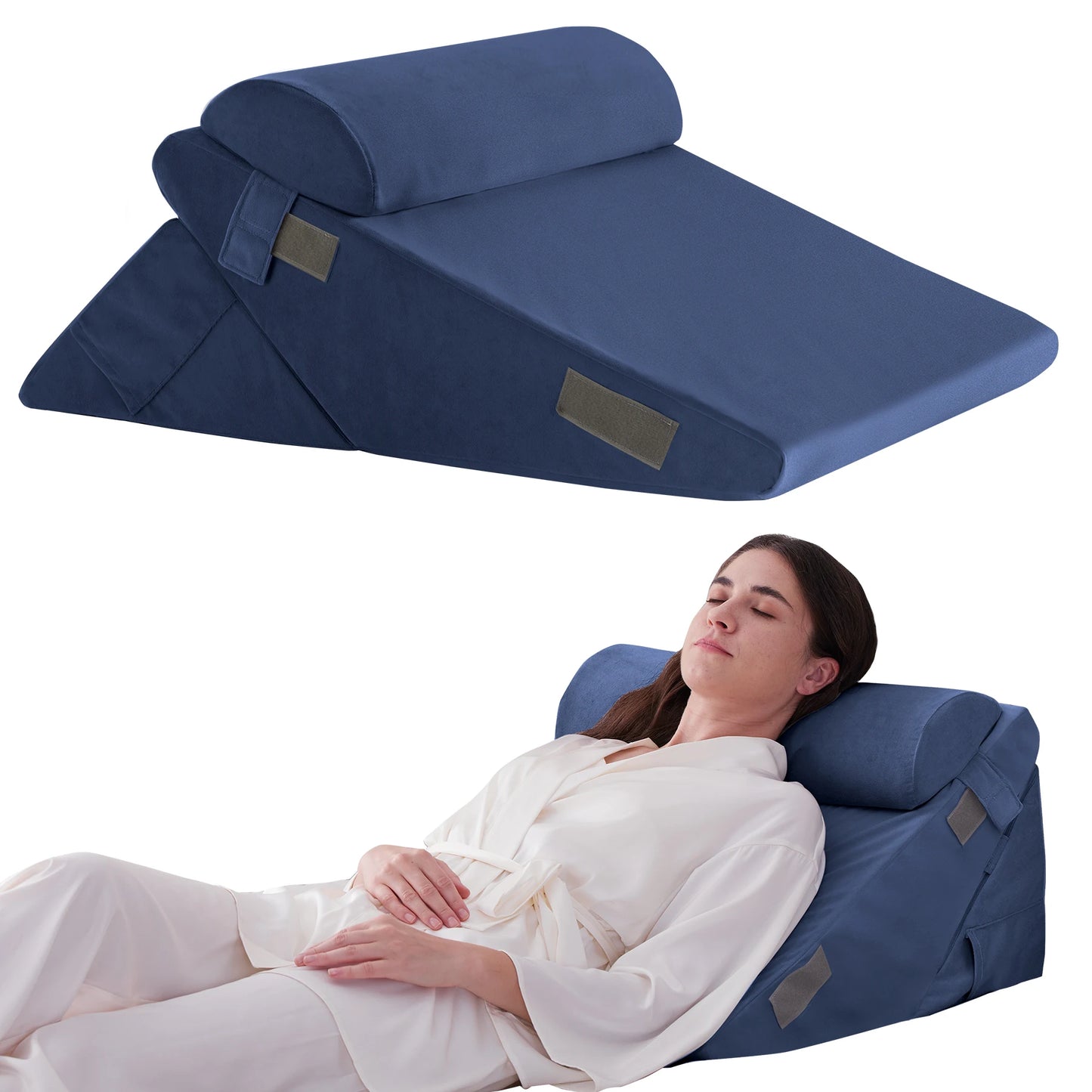 3PCS Orthopedic Bed Wedge Pillow Set for Sleeping,  for Post Surgery, Back, Neck, Leg and Knee Pain Relief, Acid Reflux, Snoring