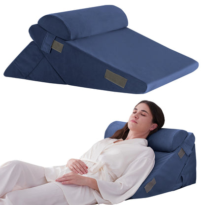 3PCS Orthopedic Bed Wedge Pillow Set for Sleeping,  for Post Surgery, Back, Neck, Leg and Knee Pain Relief, Acid Reflux, Snoring