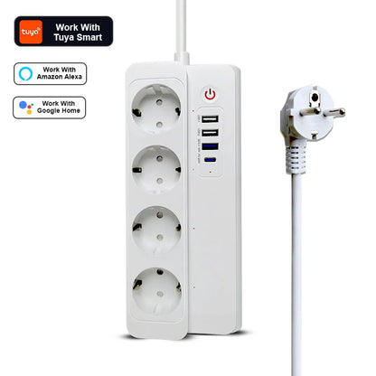 Smart Power Strip Zigbee 3.0 16A PD20W Fast ChargingSmart Multiple Socket Wall Mounted Timer Voice Control and Remote Control
