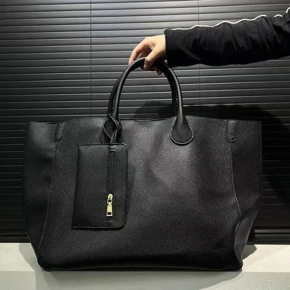 Ladies' fashionable vegan leather oversized handbag with large capacity, simple and versatile shopping bag