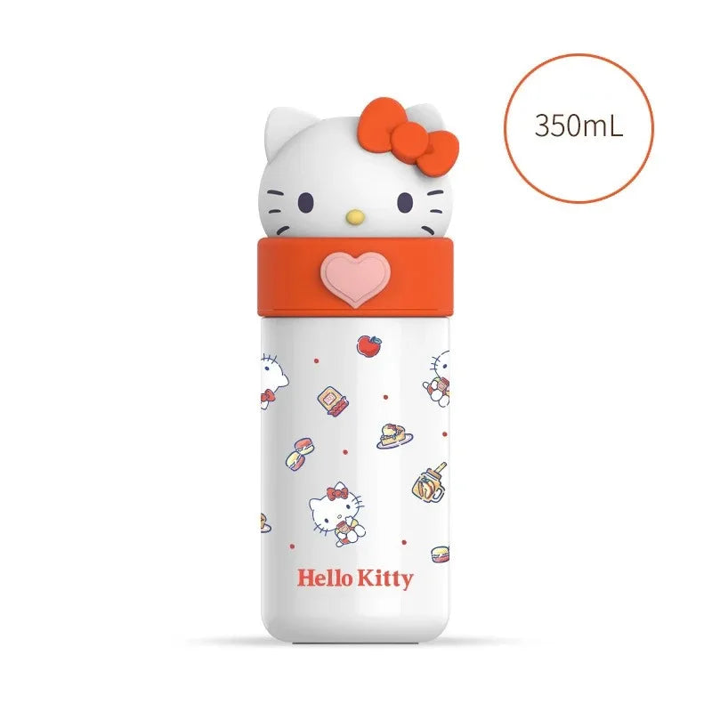 Sanrio Hello Kitty 350ml Stainless Steel Thermos Kawaii Kuromi Cinnamoroll Melody Kids Vacuum Flask Water Bottle Tumbler