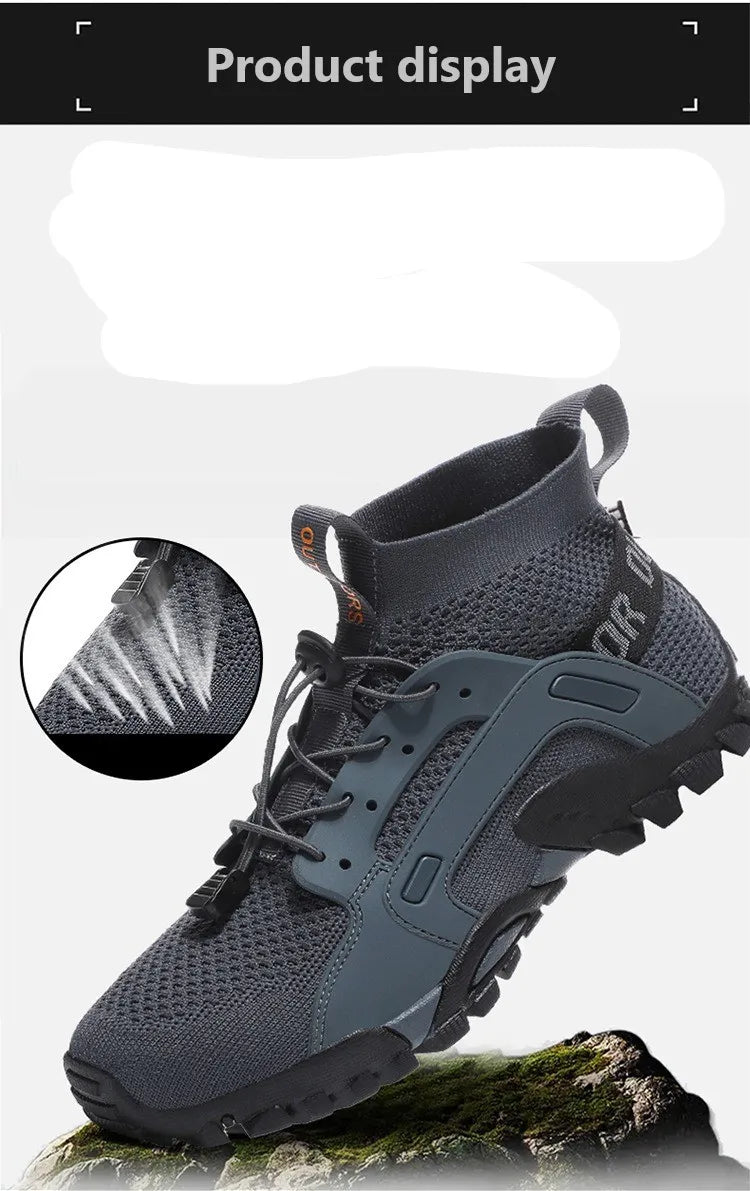Men's Breathable Shoes Outdoor Non Slip Elastic Band Camping Shoes for Couples Athleisure Men's Shoes