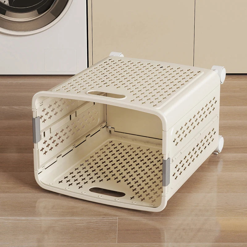 Foldable Laundry Baskets With Wheels Dirty Clothes Basket Large Capacity Cart Bathroom Multifunctional Storage Basket