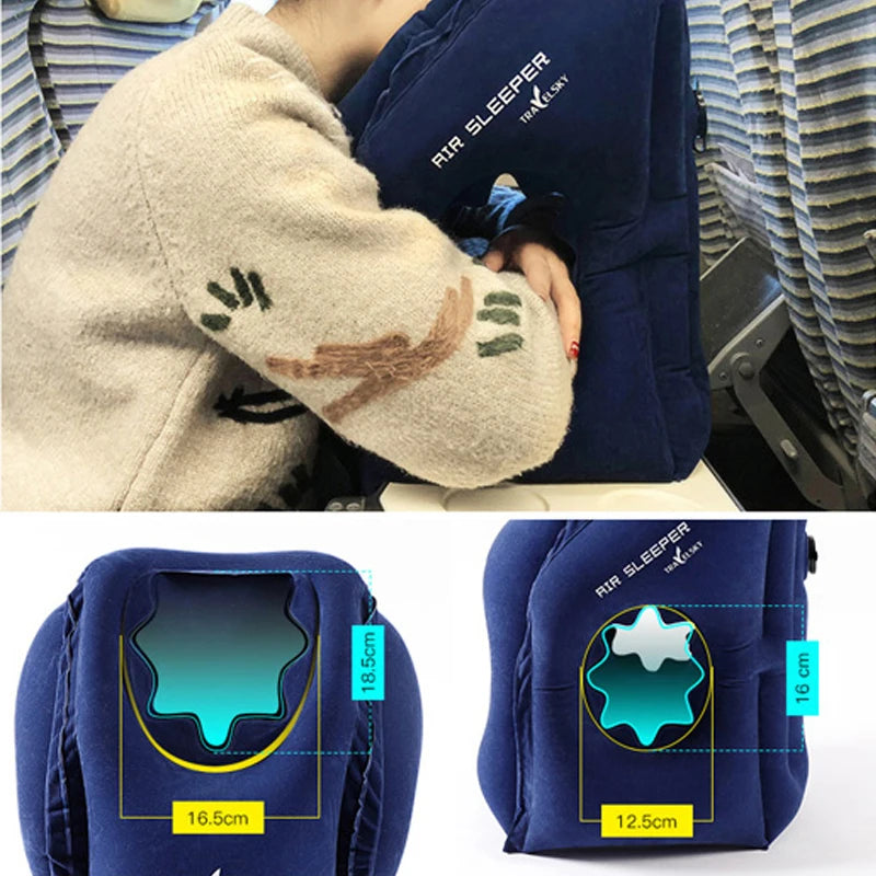 Inflatable Travel Pillow Travel Accessories For Long Haul Flights,Cars,Buses,Trains,Office Napping Sleeping Gray