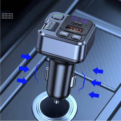 Bluetooth 5.1 Car FM Transmitter Car MP3 Stereo Music Player Handsfree 3.5mm Aux Wireless Car Kit 30W PD USB-C Fast Charger