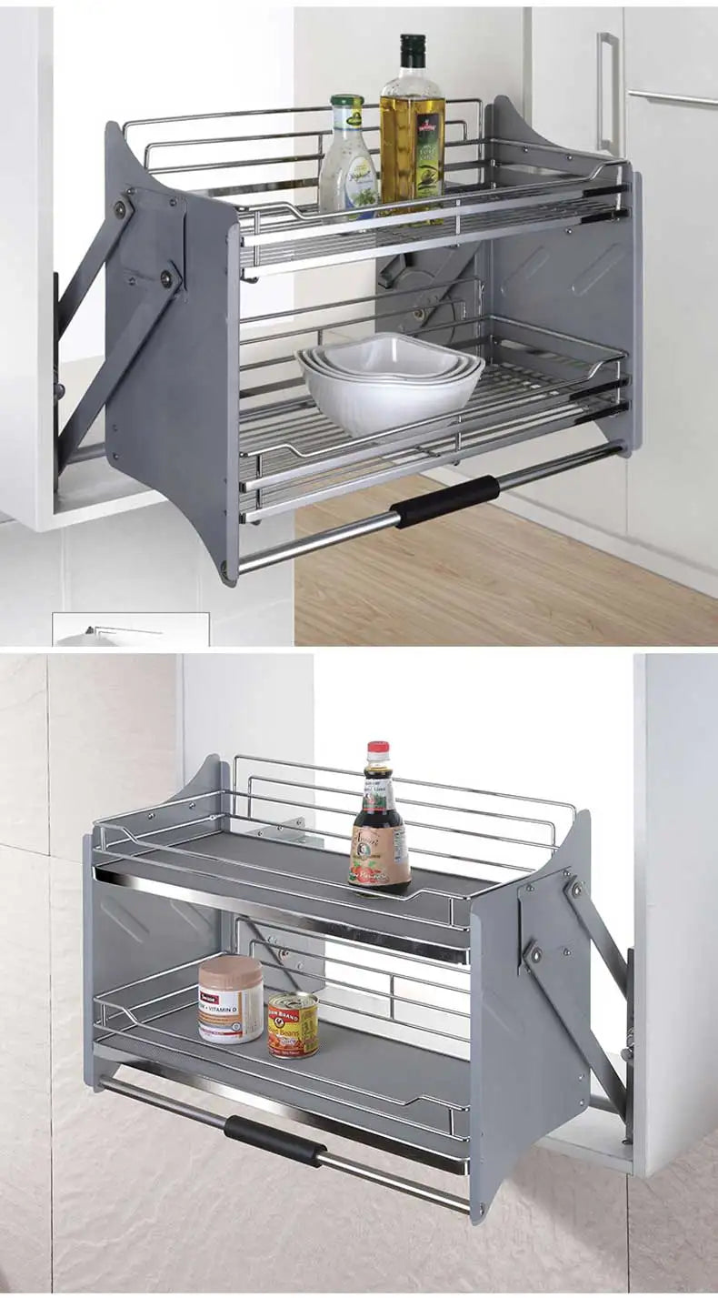 Kitchen Cabinet Wall Cabinet Lifting Pull Baskets Pull-down Kitchen Storage Rack Cabinet Pull Basket Damping Buffer Lift
