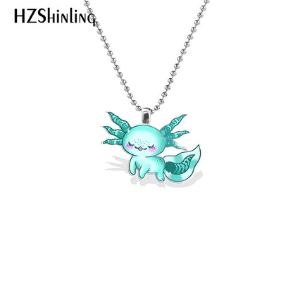 Cartoon Axolotl Acrylic Necklace Pendants Charms Resin Epoxy Handmade Crafts Jewelry Gifts