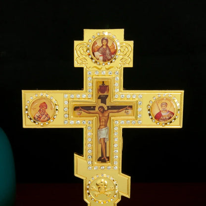 Church Orthodox Cross Gold Silver Plated With Stand Church Home Decoration Religious Gift Religion Gift Religion Ritual Item