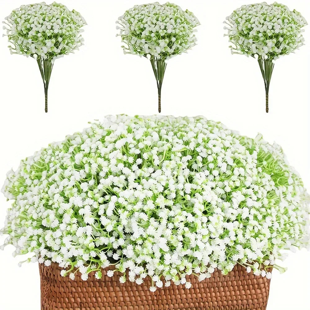 30Pcs Artificial Fake Babys Breath Bridal Flowers Bouquet Plastic Gypsophila for Wedding Reception Centerpieces Home Party Decor