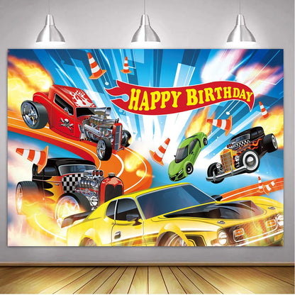 Car Themed Birthday Party Decorations Racing Party Photo Background Racing Theme Party Supplies for Birthday Party Photography
