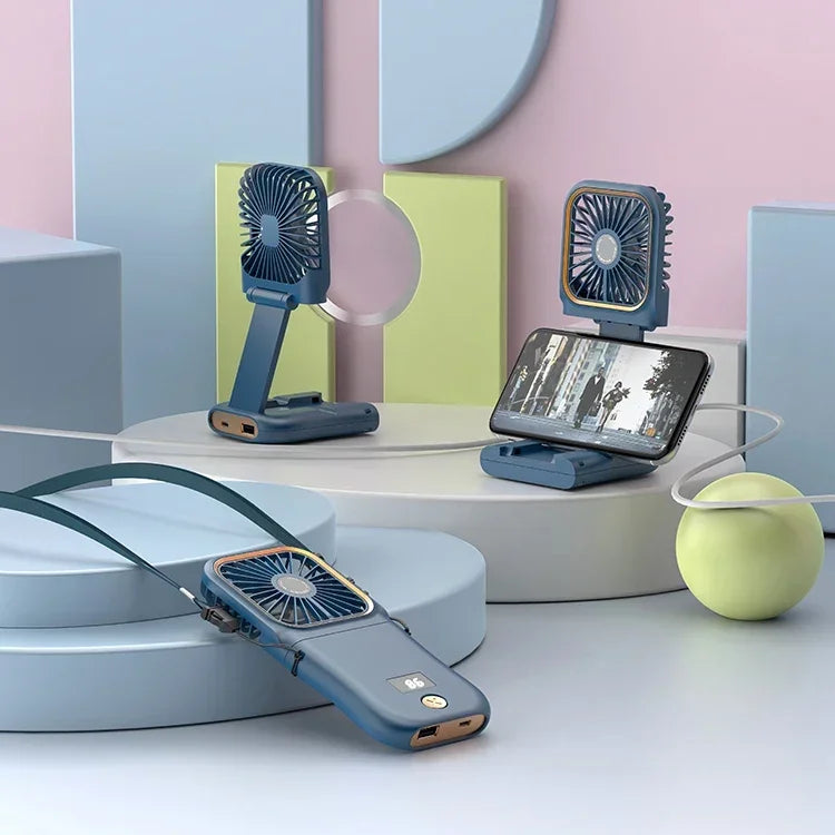 Handheld Small Fan, Desktop Small Fan, Portable USB Fan, Mini Power Bank, Folding Fan, Hanging Neck Fan