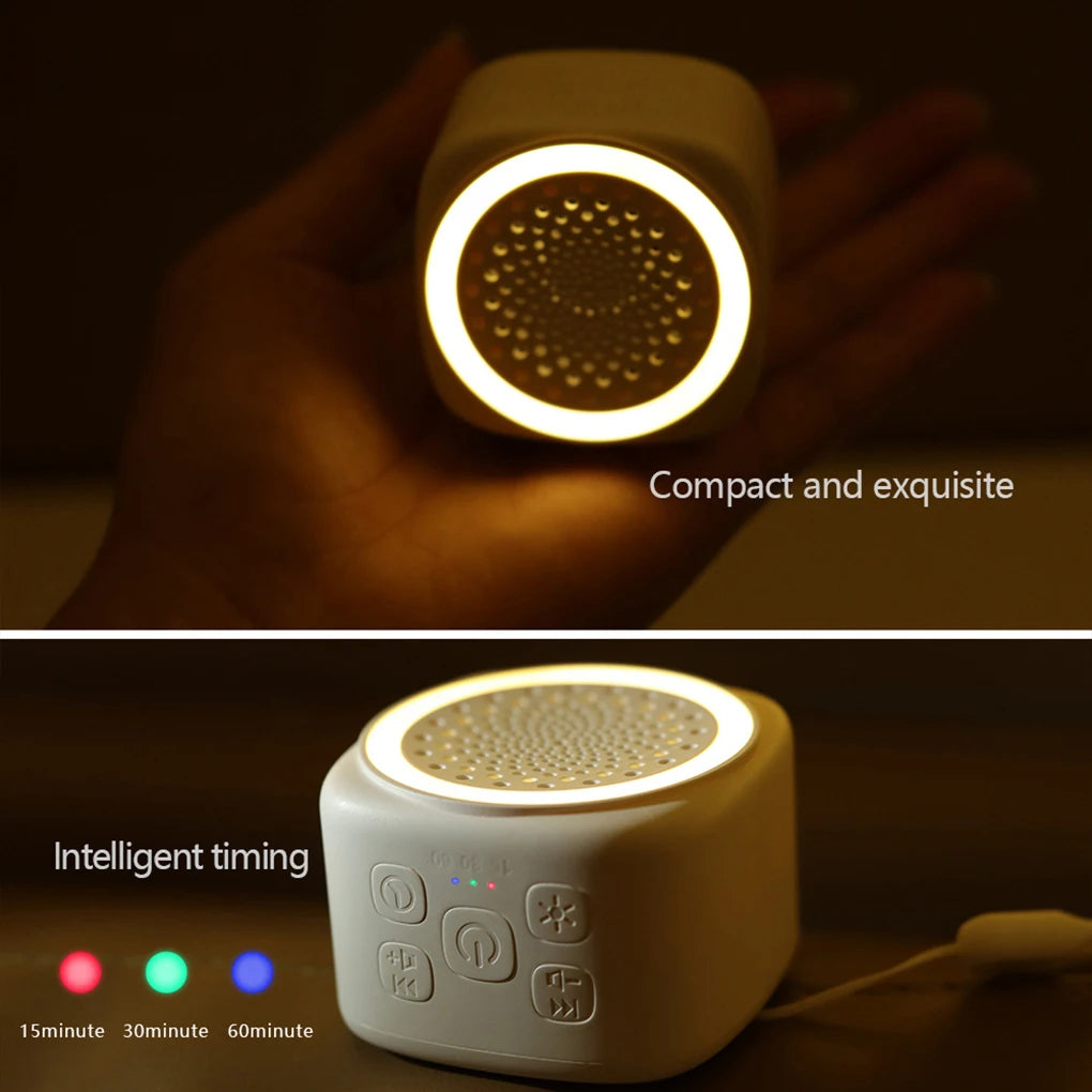Mini White Noise Sound Machine Sleep Soother With 26 Soothing Sounds Breathing with RGB Light For Baby Adult Travel