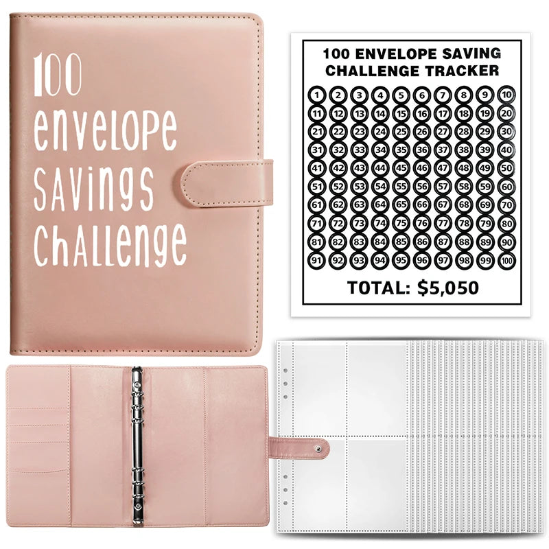 100 Envelope Cash Savings Challenge, Saving Challenge Envelop Book, Budget Envelope Financial Assistant, A5 Size Cash Binder