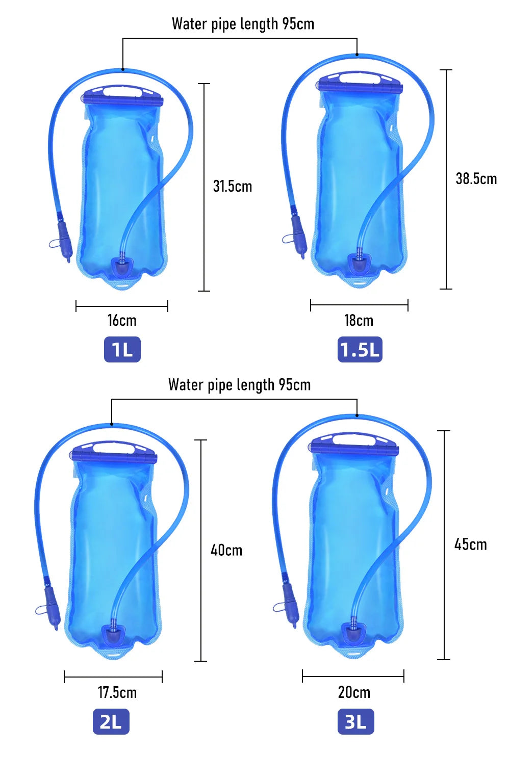 ThinkRider Water Bladder Water Reservoir Hydration Pack Storage Bag BPA Free - 1L 1.5L 2L 3L Running Hydration Vest Backpack