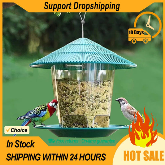 Bird Feeder For Outdoors Hanging Heavy Duty Weather Resistance Wild Bird Feeder Ideas For Bird Lovers Food Container With Rope