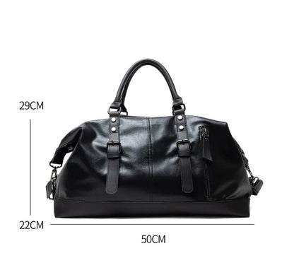 2025 New Men Travel Totes Crossbody Shoulder Bags Large Capacity Handbag Fashion Top-Handle Bag Waterproof PU Leather Laptop Bag