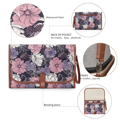 New Portable Diaper Changing Pad, Portable Changing pad for Newborn Girl & boy - Baby Changing Pad with Smart Wipes Pocket