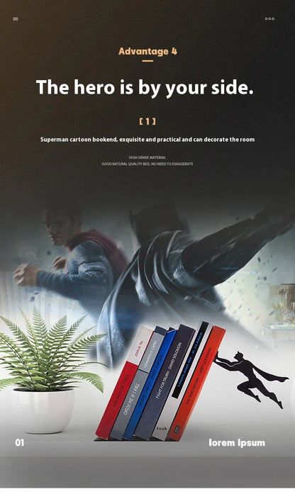 Creative Superman Metal Bookshelf Book Stand Creative Book Block Book Shelves Book Shelves Desk Book Storage Decorative Gift