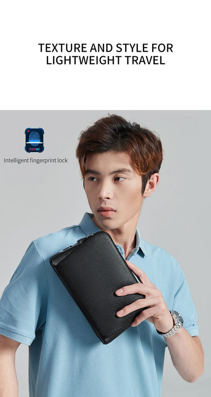 Man`s Fingerprint Lock Handbag Security Wallet