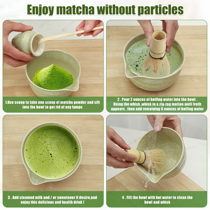 Matcha Ceremony Kit for Japanese Tea Ceremony, Traditional Matcha Bowl, Whisk, Tea Scoop, Matcha Powder Strainer, Matcha Tea Set