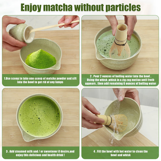Matcha Ceremony Kit for Japanese Tea Ceremony, Traditional Matcha Bowl, Whisk, Tea Scoop, Matcha Powder Strainer, Matcha Tea Set