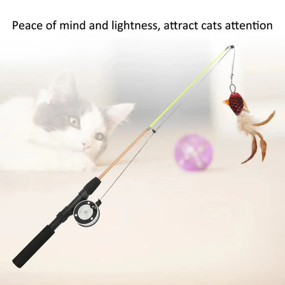 Interactive Cat Fishing Rod Toy - Telescopic, Realistic Fish - Shaped Lure With Pulley - Fun & Flexible For Cat Playtime