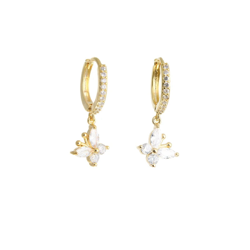 Geometric Zircon Round Bee Butterfly Hoop Earring for Women Cute Animal Huggie Ear Ring Jewelry Pendientes Wholesale