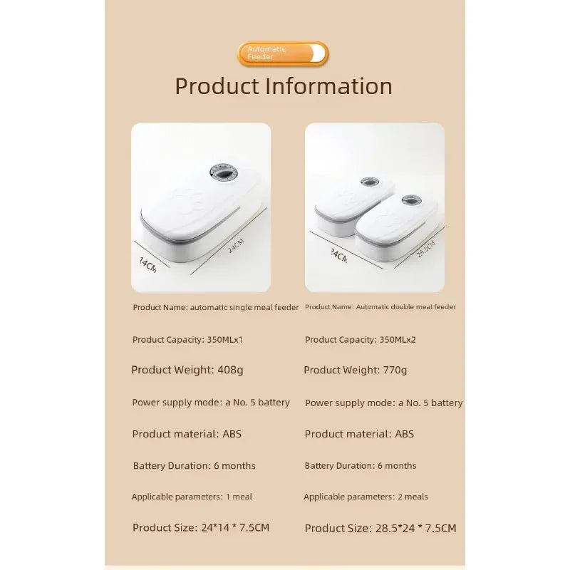 Pet Bowl Smart Timed Cat Feeder Quantitative Wet and Dry Food Single Meal Separation Home Use Automatic Feeding for Dogs & Cats