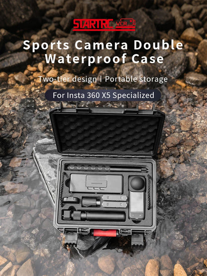 STARTRC Insta360 X5 Camera Accessories 2 Layers Hard Case Carrying Case Waterproof Portable Travel Box for Essentials Bundle