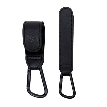 2pcs Leather Stroller Hook Baby Stroller Hook Carabiner Hook Velcro Hook Walking Universal Hook Artifact Kids Travel Accessories